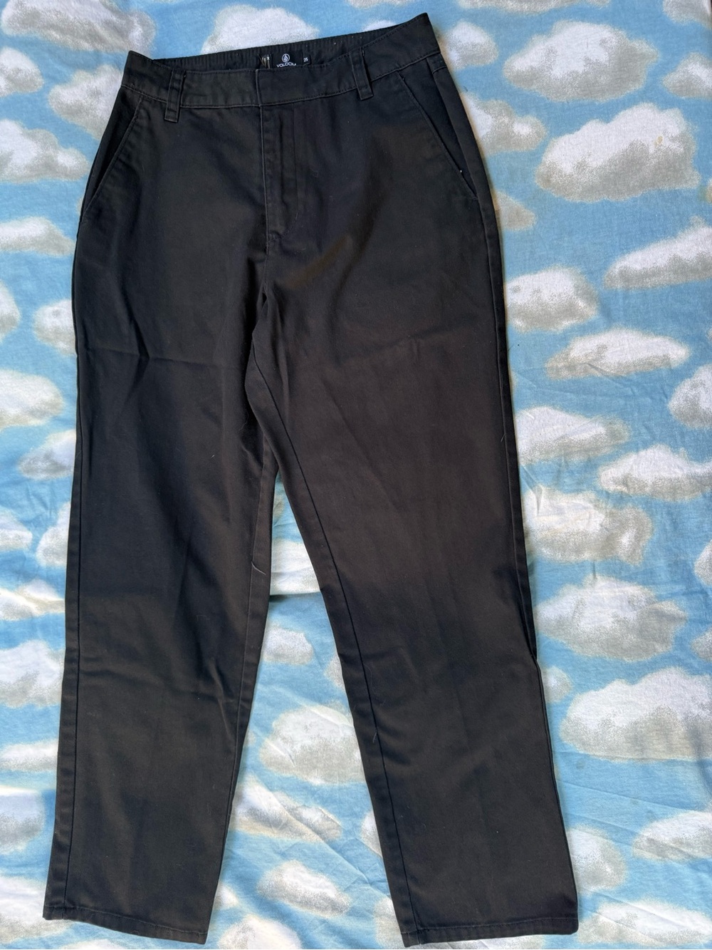 Volcom Women's Black Chino Pants Size 25 Straight Leg Twill Frochickie Skate
